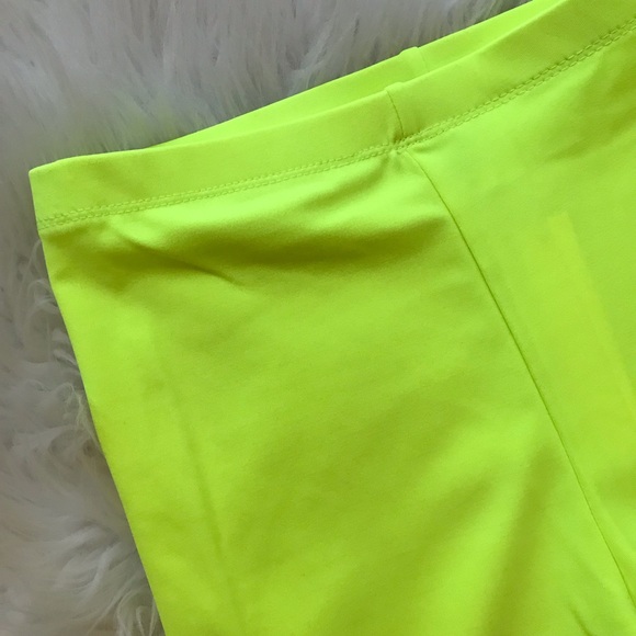 Neon Yellow High Waisted Bike Shorts - Picture 4 of 5